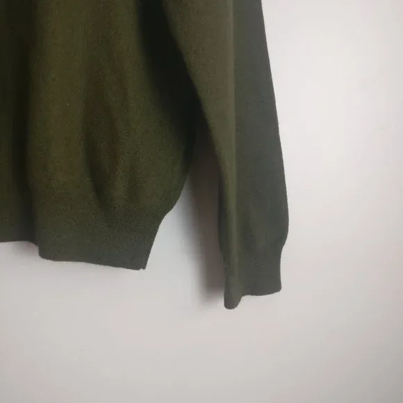 Army Green Wool Sweater, 100% Merino Wool, Polo RL Pony Logo Sweater - Picture 3 of 7